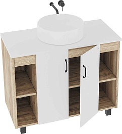 Grossman Тумба с раковиной Флай 100 GR-3013 дуб сонома/белая – фотография-2